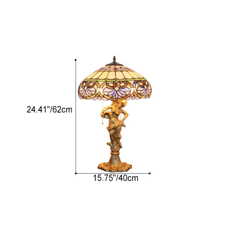 Peach Heart Baroque Stained 2-Light Table Lamp