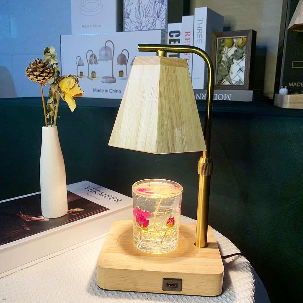 Wooden Hexagonal Liftable Melting Table Lamp