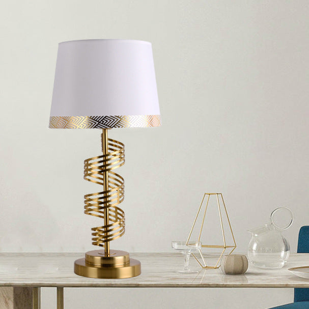 Cylinder Iron Fabric Bedroom Table Lamp
