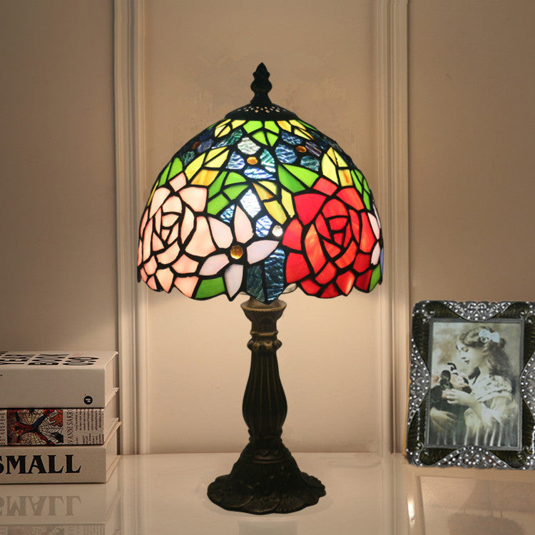 Oval Zinc Glass Bedroom Table Lamp