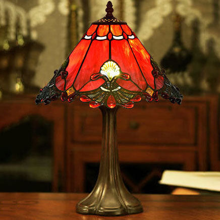 Mediterranean Stained Glass Tapered 2-Light Table Lamp