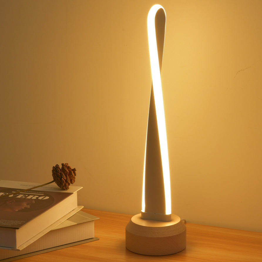 Elliptical Spiral Strip Beech Table Lamp