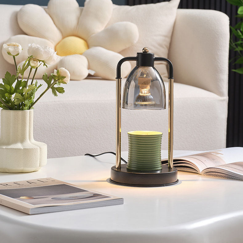 Iron Glass Conic Rectangular Table Lamp