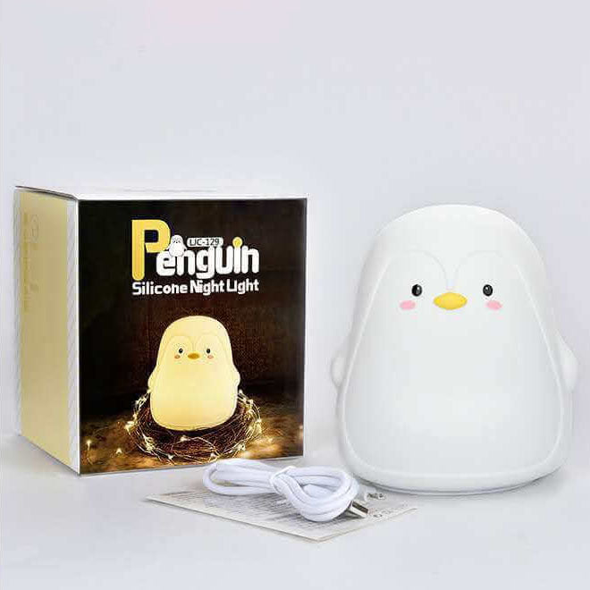 Cartoon Penguin Silicone Kids Table Lamp