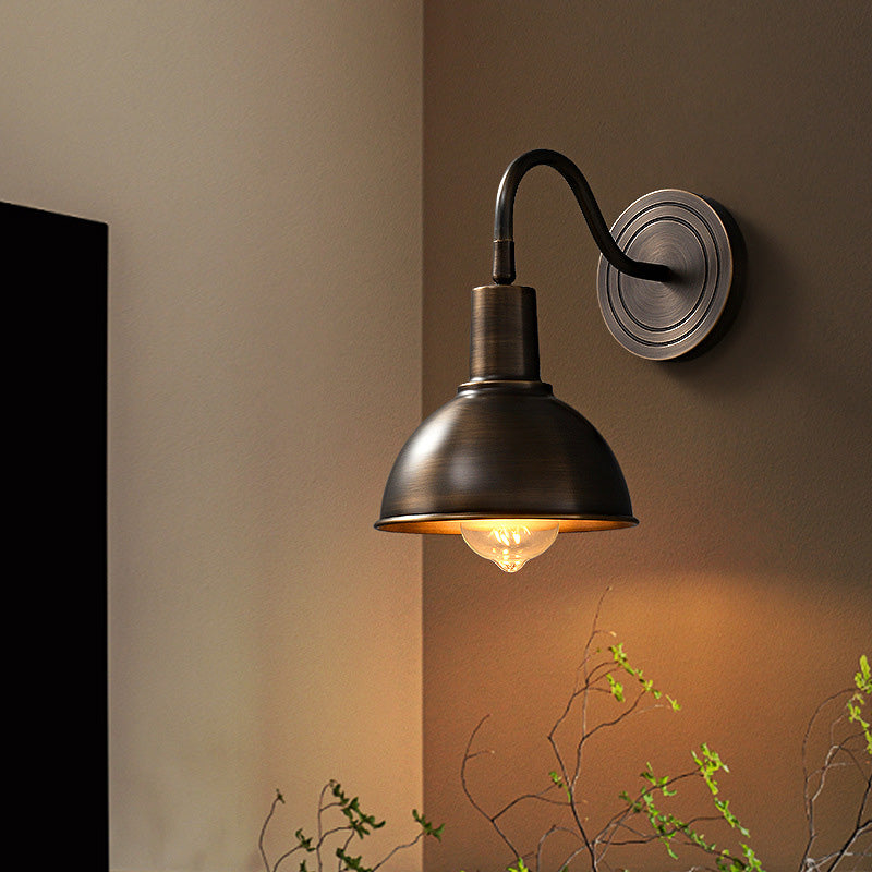 Full Copper Semicircle Living Wall Lamp