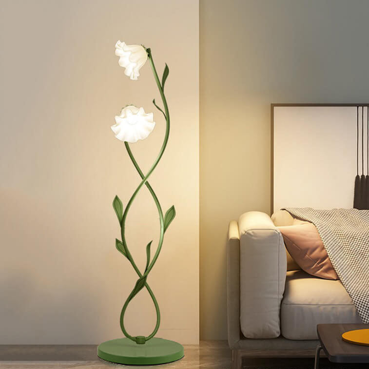 Flower Glass Hardware 2-Light Floor Lamp