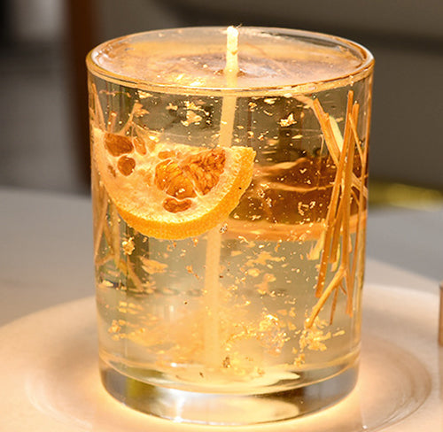 Wooden Glass Melting Wax 2-Light Table Lamp