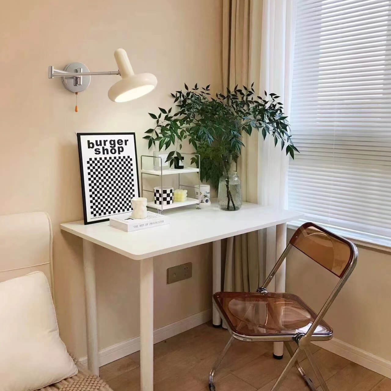 Cream White Iron Rocker Wall Lamp