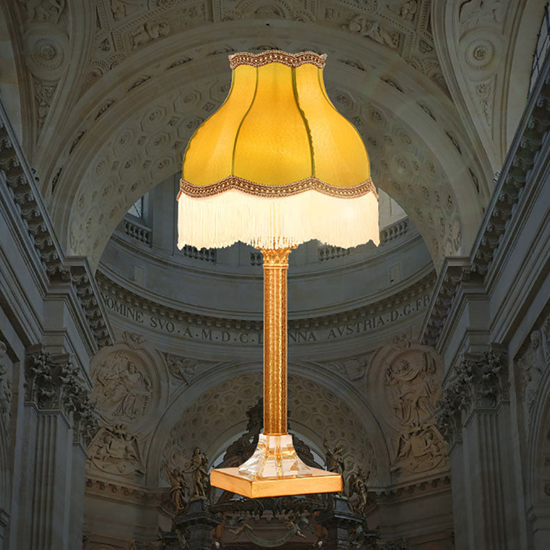 Round Dome Copper Fabric Table Lamp