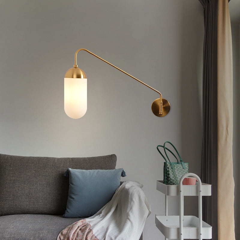 Glass Column Swing Arm Wall Lamp