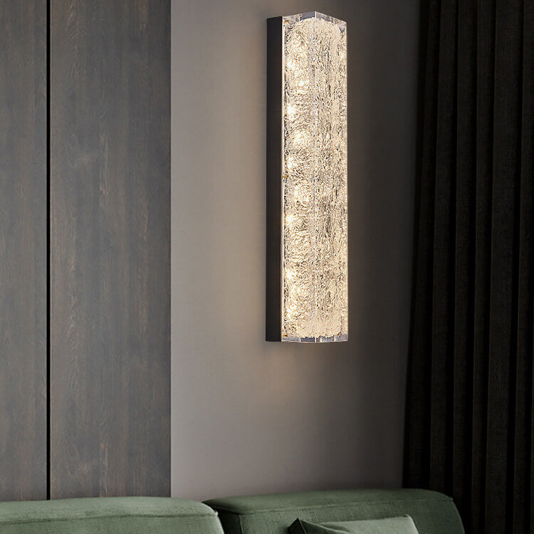 Brass Clear Resin Rectangular Wall Lamp