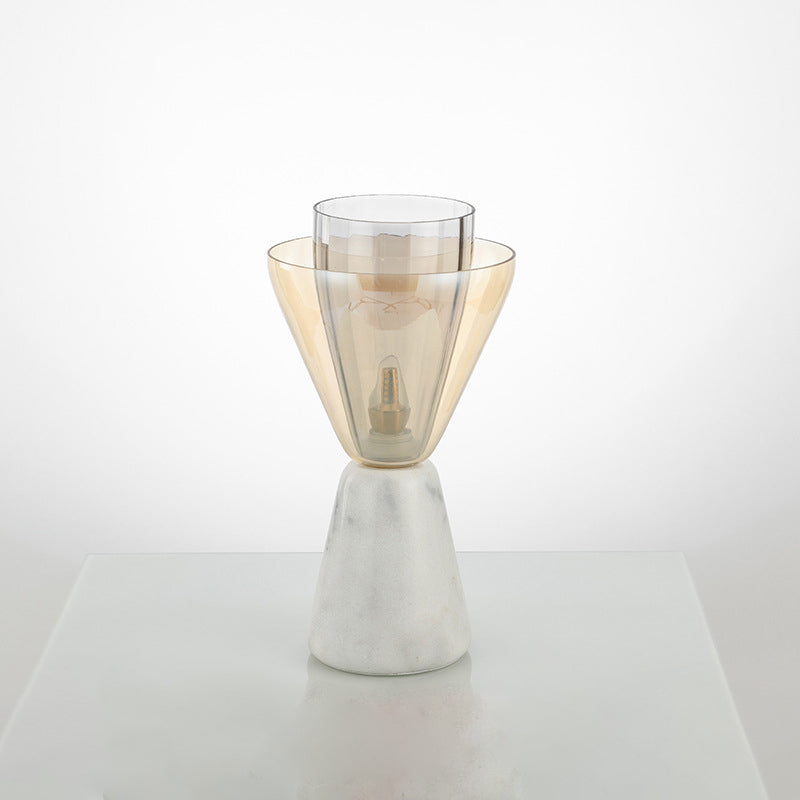 Cone Funnel Marble Glass Table Lamp