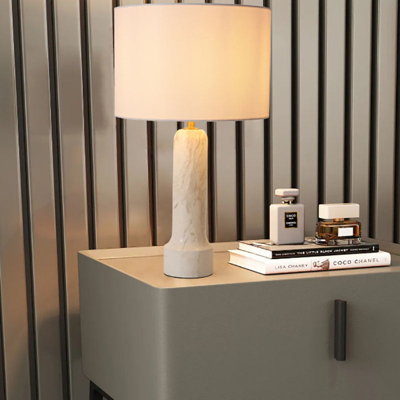 Cylindrical Rectangular Column Marble Table Lamp