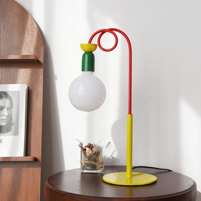 Curved Pole Round Ball Table Lamp