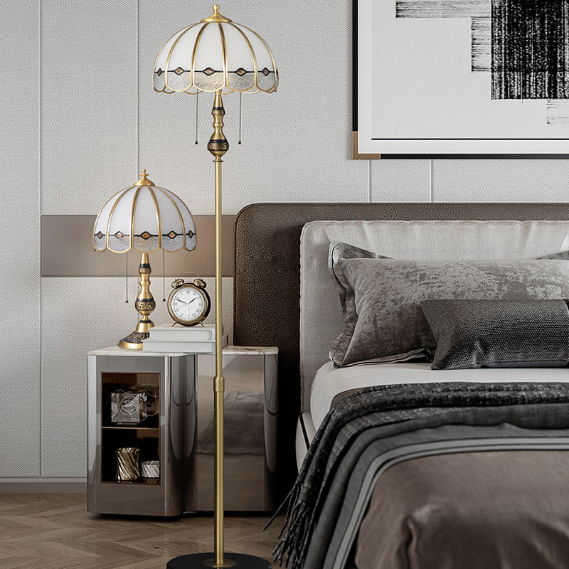 Umbrella Full Copper Glass Table Lamp