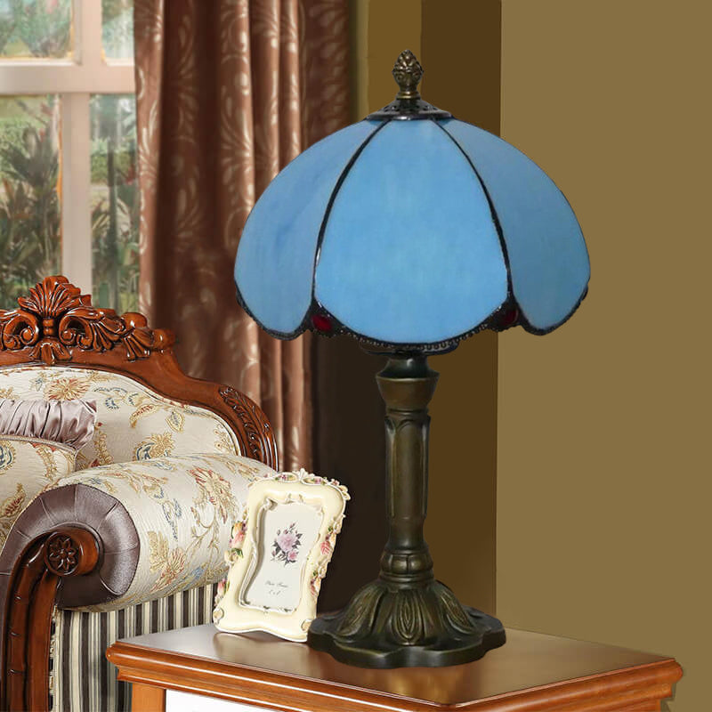 Blue Glass Petal Design Table Lamp