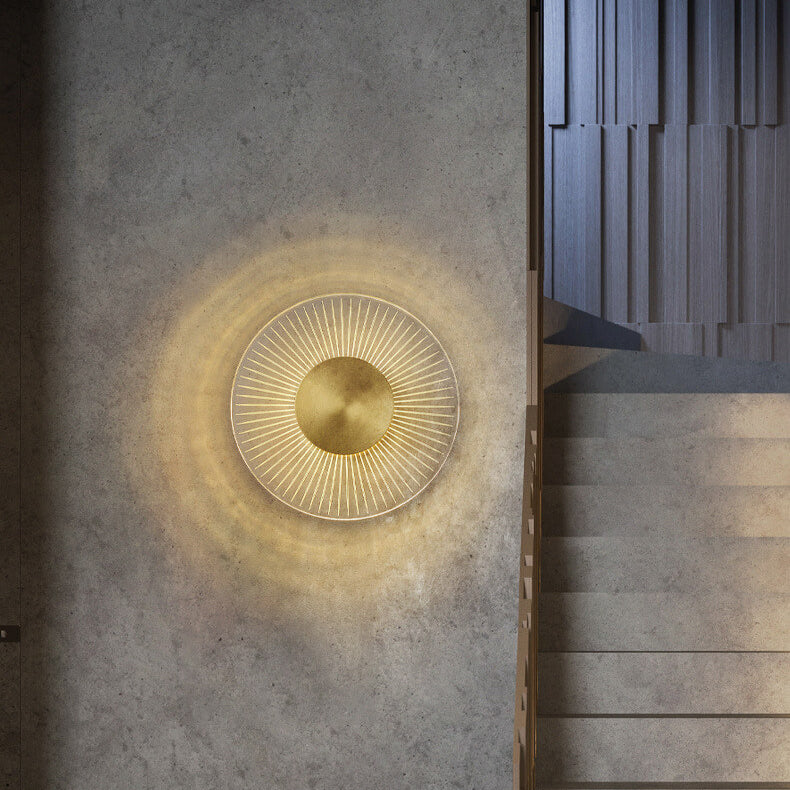 Full Copper Round Line Wall Lamp