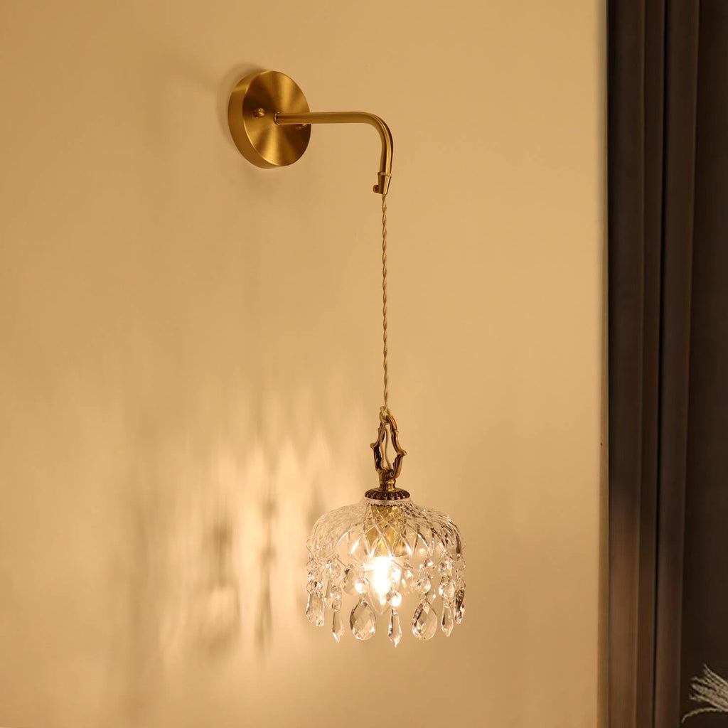Brass Crystal Glass Wall Lamp