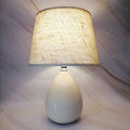 White Fabric Oval Ceramic Table Lamp