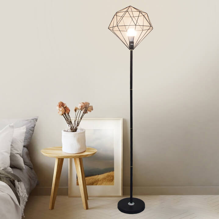 Iron Hollow Diamond Shape Floor Lamp