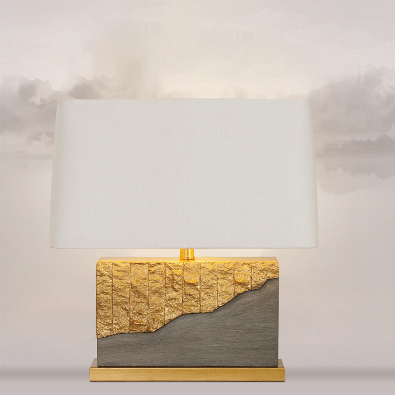 Rectangular Trapezoidal Painted Fabric Table Lamp