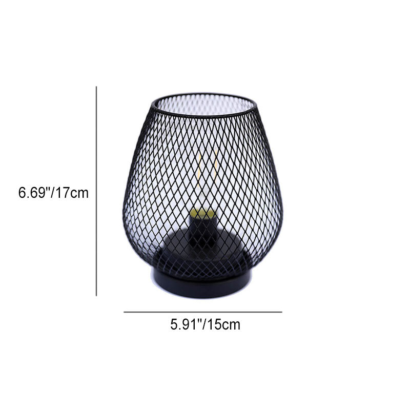 Battery Grid Iron Glass Table Lamp
