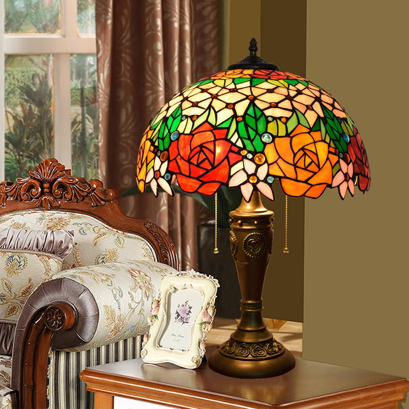 Rose Umbrella Resin Stained 2-Light Table Lamp