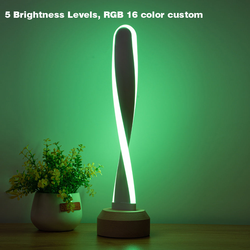 Elliptical Spiral Strip Beech Table Lamp