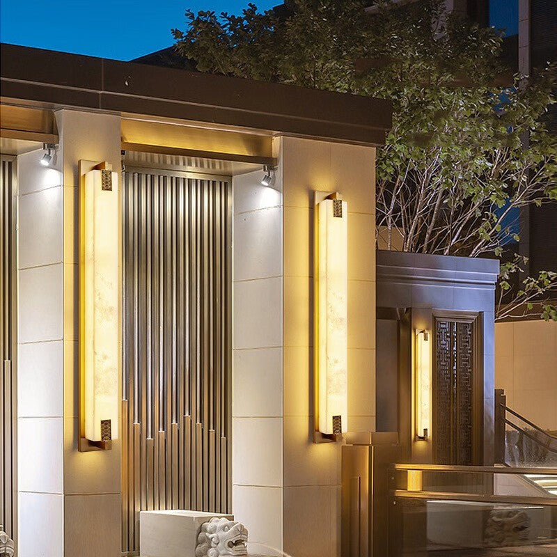 Rectangular Copper Marble Patio Outdoor Light
