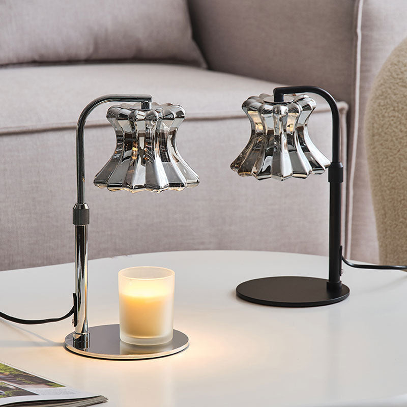 Floral Round Iron Glass Table Lamp