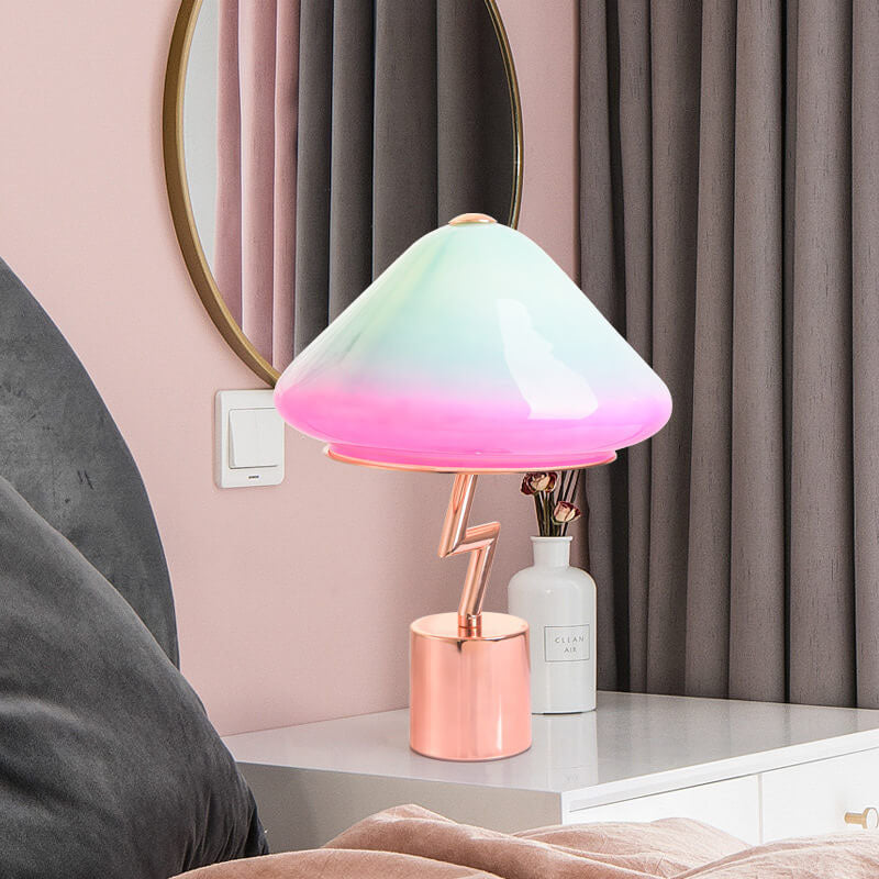 Colorful Mushroom Hardware Glass Table Lamp