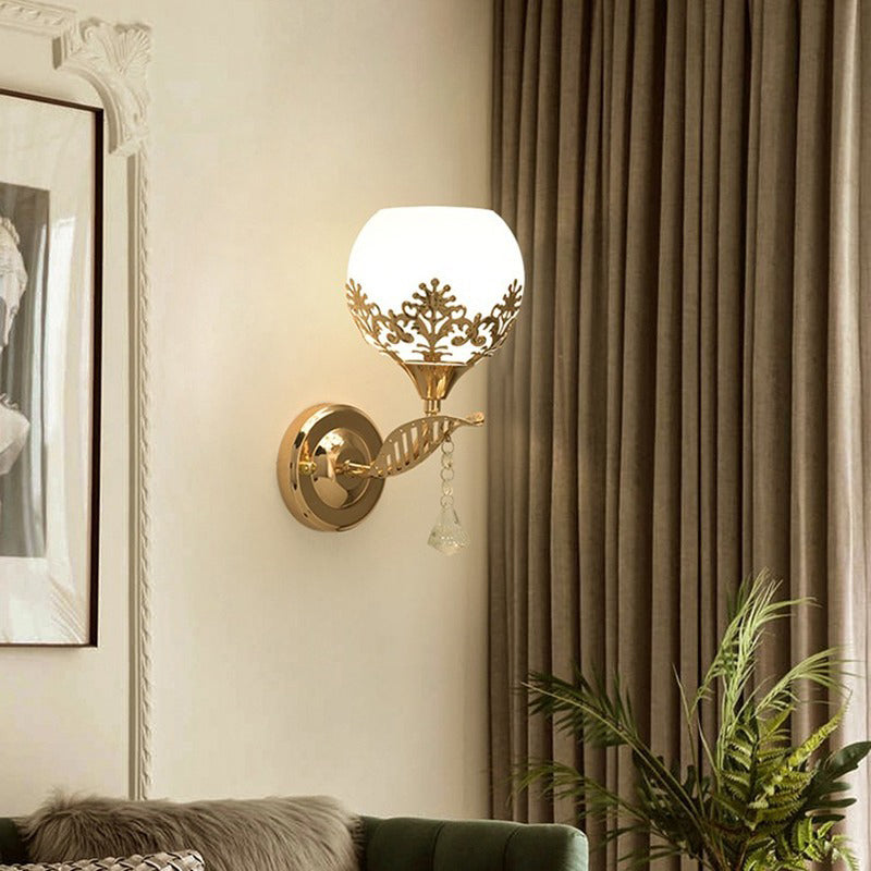 Round Flower Iron Glass Wall Lamp