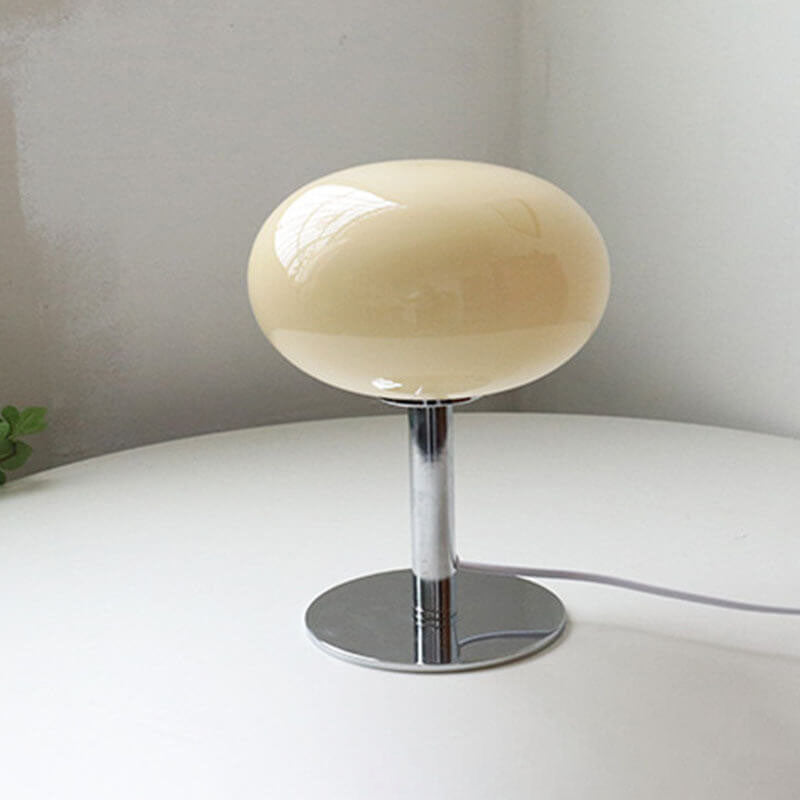 Cream Round Glass Table Lamp