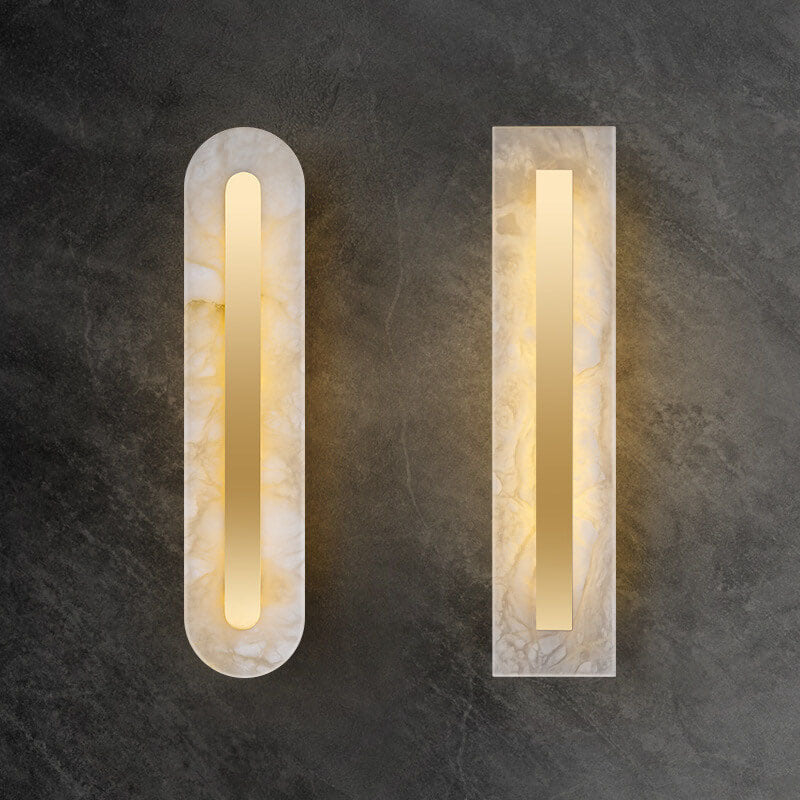 Brass Marble Oval Square Wall Lamp