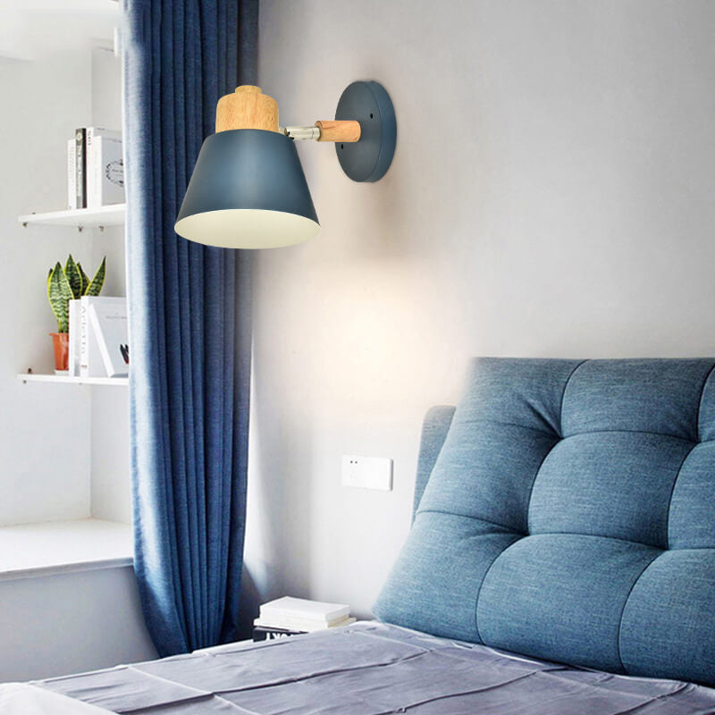 Macaron Dome Cone Wood Wall Lamp