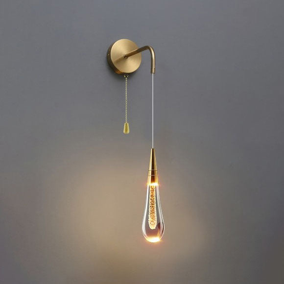 Teardrop Shape Crystal Bedroom Wall Lamp