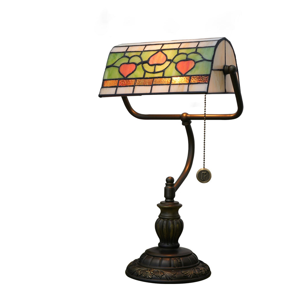 Heart Design Stained Glass Table Lamp