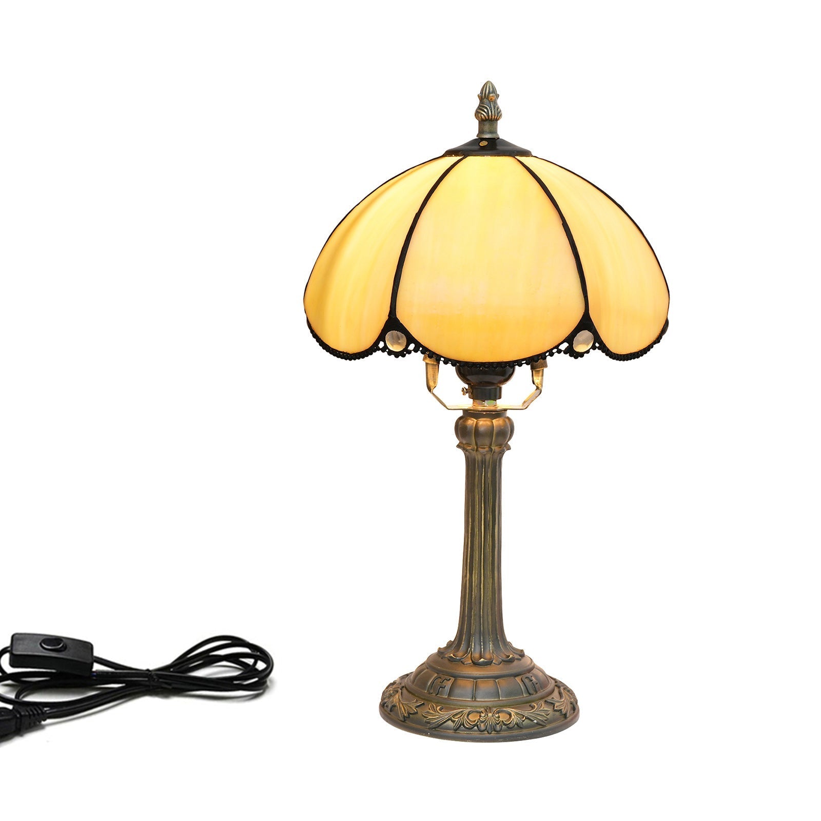 Half Round Stained Glass Table Lamp