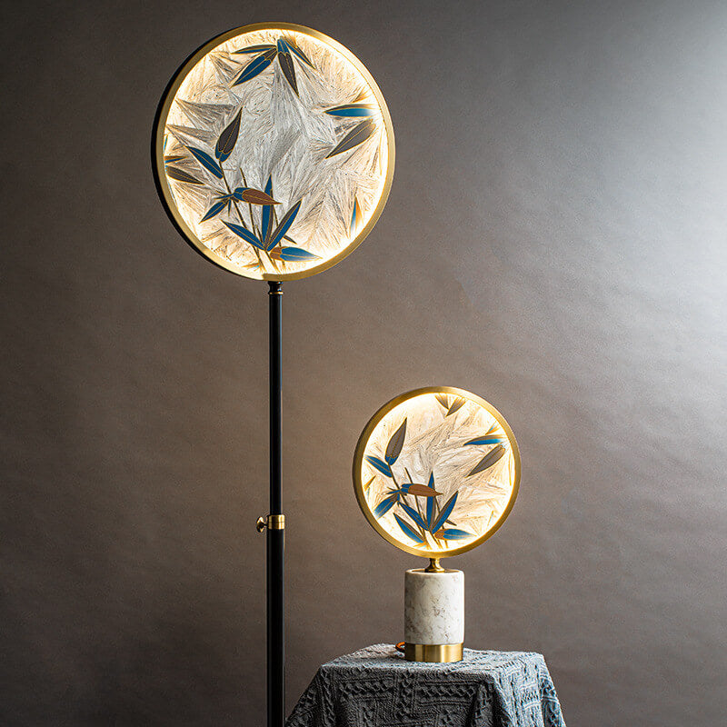 Hand Painted Enamel Round Table Lamp