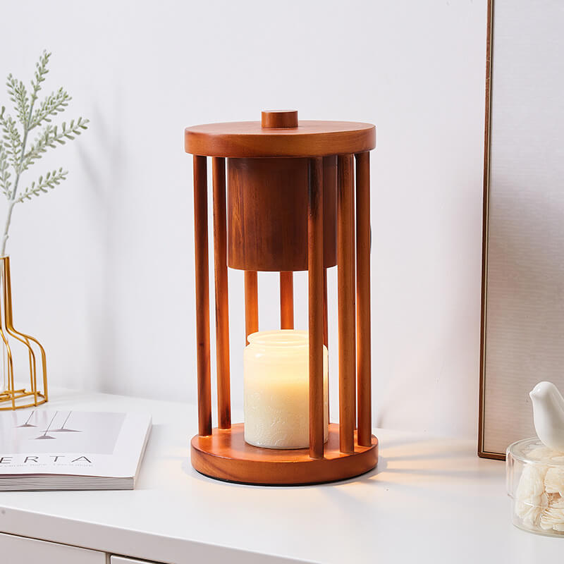 Wooden Circle Melting Wax Table Lamp