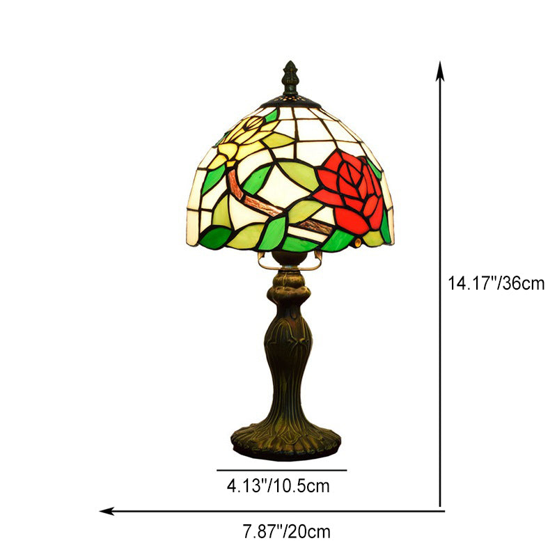 Stained Glass Rose Flower Table Lamp