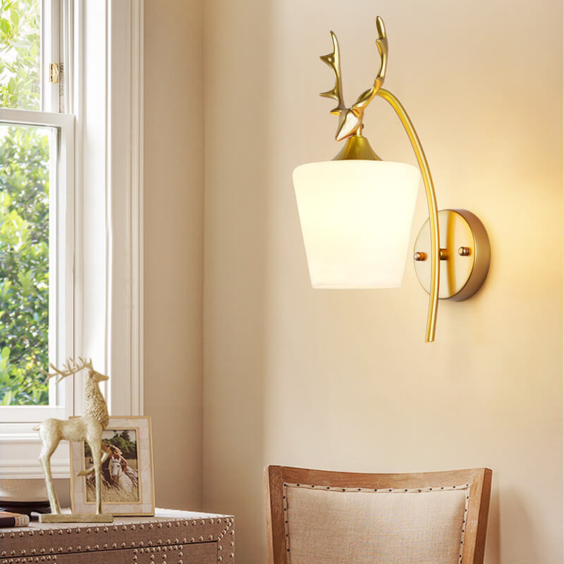 Antler Glass Cone Living Wall Lamp