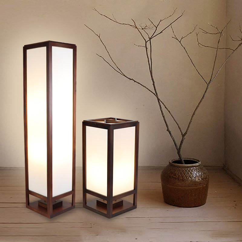 Traditional Chinese Rectangular Parchment Floor Lamp
