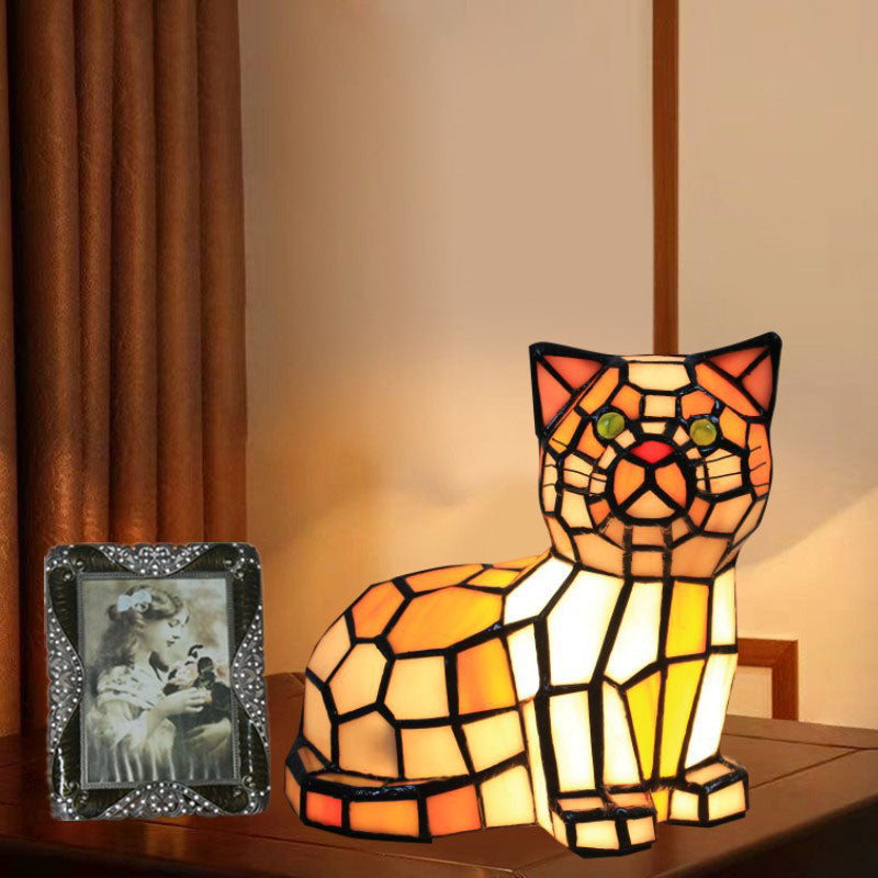 Stained Glass Cat Bedroom Table Lamp