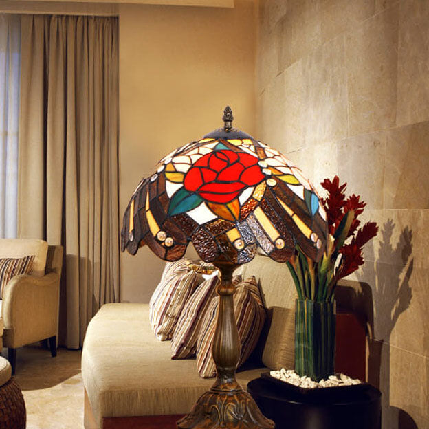 Peony Pattern Stained Glass Table Lamp