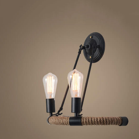 Hemp Rope Iron 2-Light Wall Lamp