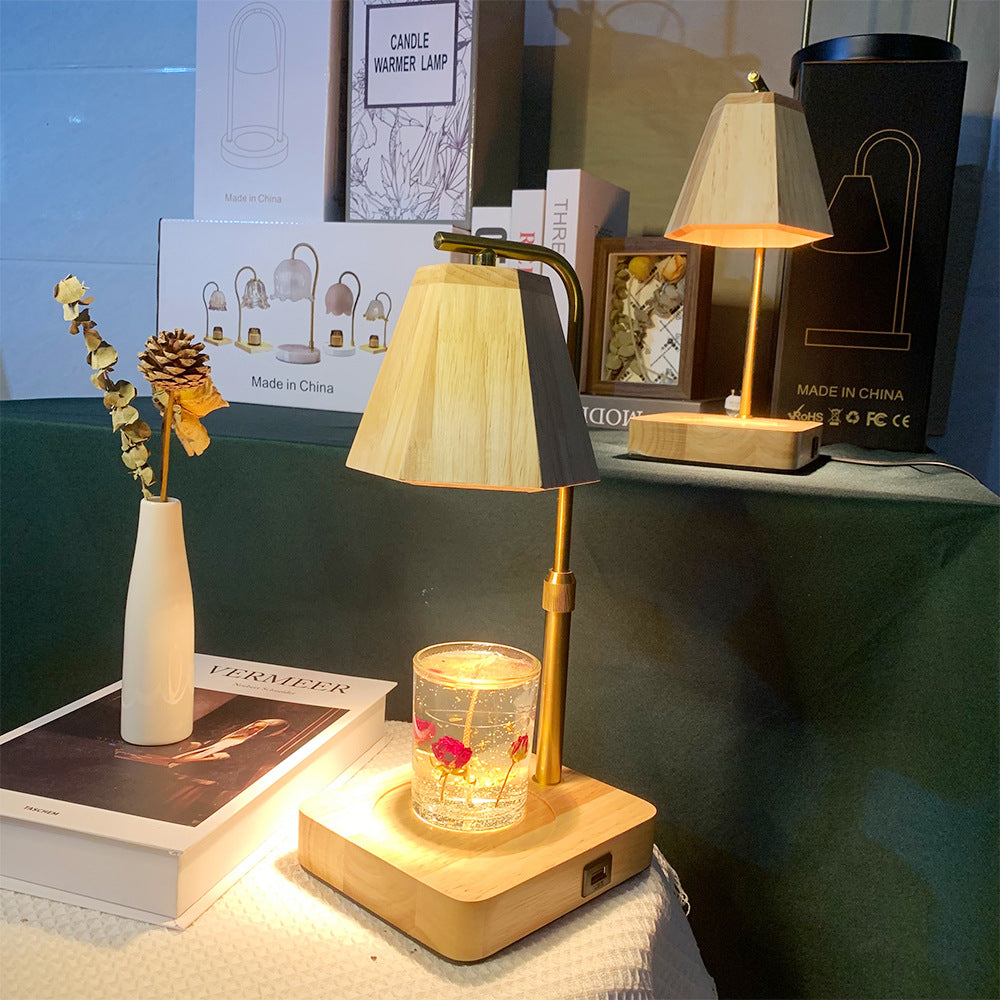Wooden Hexagonal Liftable Melting Table Lamp
