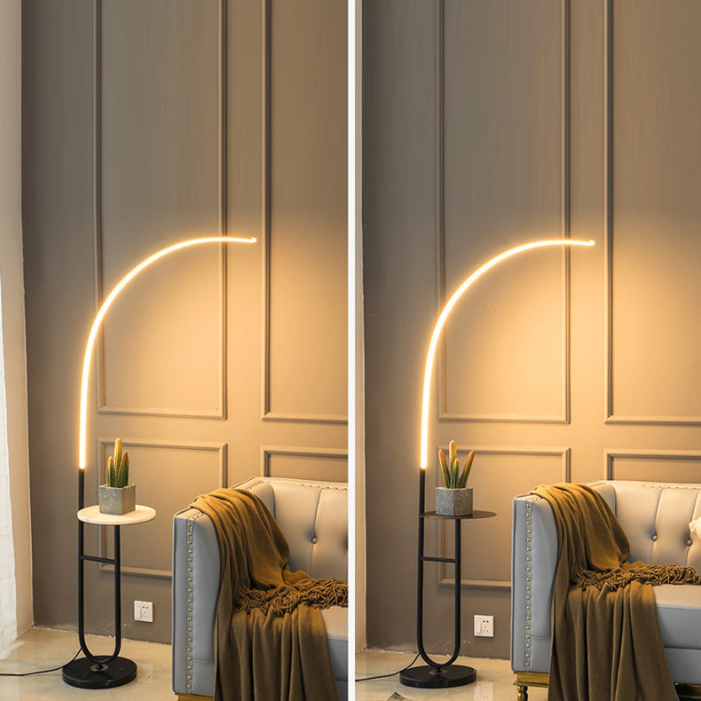 Arc Aluminum Strip Marble Floor Lamp