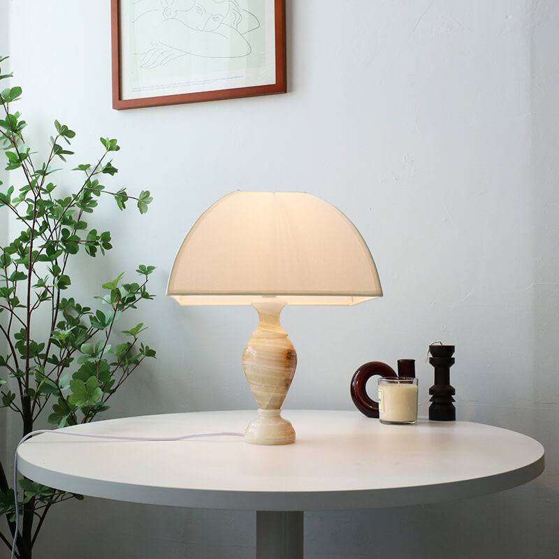 Cone Fabric Jade Table Lamp