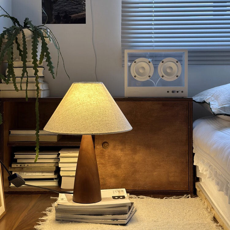 Tapered Solid Wood PVC Table Lamp